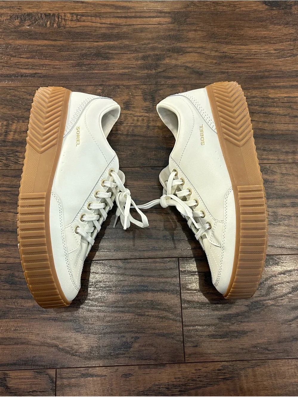 SOREL Women’s ONA Ave Low Sneakers Cream Leather Platform Gum Sole Size 11 - Picture 5 of 16